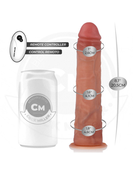 COCK MILLER - REALISTIC DILDO WITH SUCTION CUP AND REMOTE CONTROL VIBRATION 20.5 CM