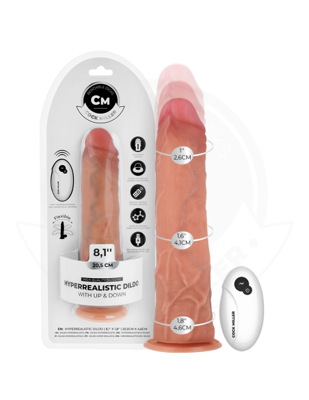 COCK MILLER - HIPERREALISTINIS DILDO SU SIURTUKU IR STUMIMU SU NUOTOLINIO VALDYMO PULTU 20,5 CM