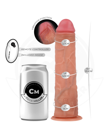 COCK MILLER - REALISTINIS DILDO SU SIURBTUKU IR VIBRACIJA SU NUOTOLINIO VALDYMO PULTU 21,5 CM