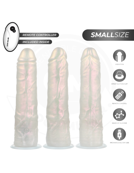 COCK MILLER - Dildo su siurbtuku, apšvietimu, vibracija ir nuotolinio valdymo pultu, baltas, 19,5 cm