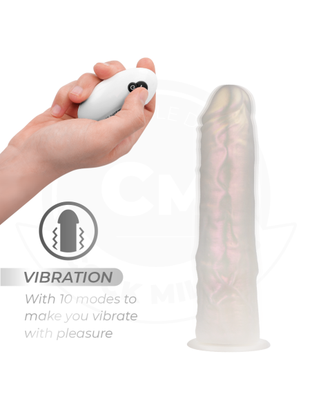 COCK MILLER - DILDO WITH SUCTION CUP, LIGHTS AND VIBRATION WITH REMOTE CONTROL WHITE 19.5 CM