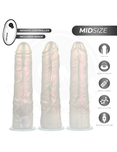 COCK MILLER - Dildo su siurbtuku, apšvietimu, vibracija ir nuotolinio valdymo pultu, baltas, 20,5 cm