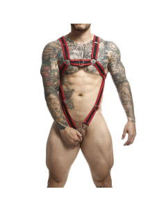 MOB - DNGEON RED CROSSED PENIS HARNESS ONE SIZE