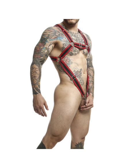 MOB - DNGEON RED CROSSED PENIS HARNESS ONE SIZE