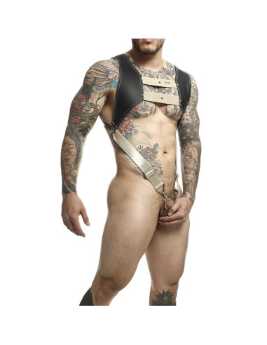 MOB - DNGEON HARNESS WITH GOLDEN PENIS RING ONE SIZE