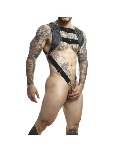 MOB - DNGEON HARNESS WITH SILVER PENIS RING ONE SIZE