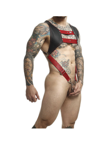 MOB - DNGEON HARNESS WITH RED PENIS RING ONE SIZE