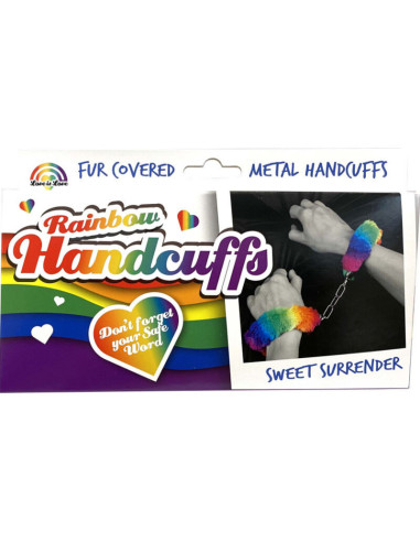 SPENCER and FLEETWOOD - RAINBOW LINED METAL HANDCUFFS