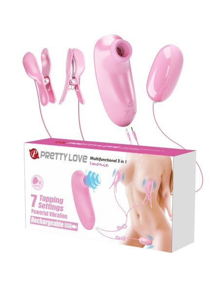PRETTY LOVE - IMONIE 3-IN-1 MULTIFUNCTIONAL SET WITH SUCTION CUP, NIPPLES AND CLITORIS
