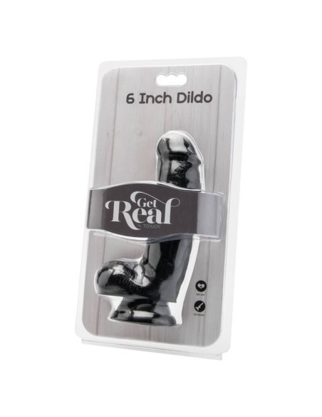 GET REAL - 12 CM DILDO SU KIUKULIAIS, JUODAS