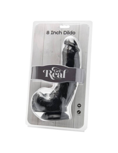 GET REAL - 20,5 CM DILDO SU KIUKULIAIS, JUODAS