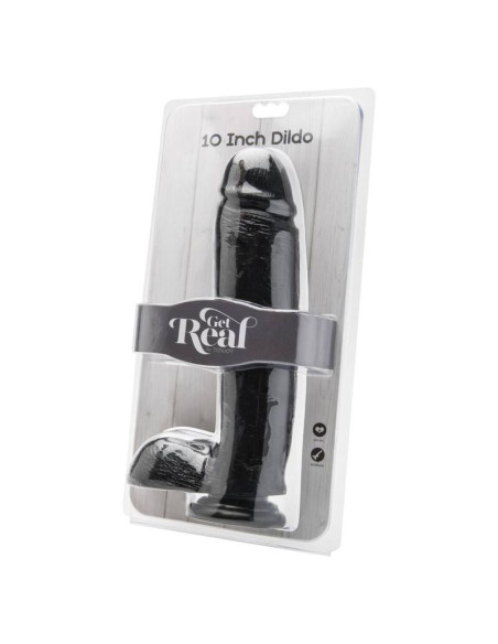 GET REAL - 25,5 CM DILDO SU KIUKULIAIS, JUODAS