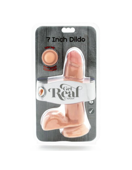 GET REAL - Dvigubo tankio dildo 12 cm kamuolėliais su oda