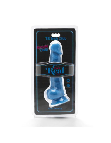 GET REAL - HAPPY DICKS 19 CM WITH BALLS BLUE