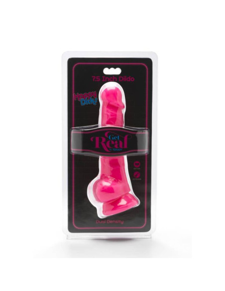 GET REAL - HAPPY DICKS 19 CM SU KIUŽIKLIAIS ROŽINIS