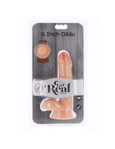 GET REAL - Dvigubo tankio dildo 17 cm kamuolėliais su oda