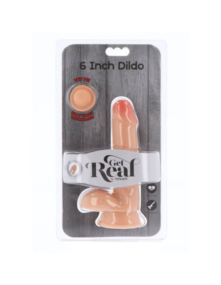 GET REAL - Dvigubo tankio dildo 17 cm kamuolėliais su oda