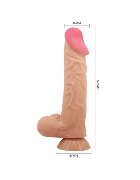 PRETTY LOVE - SLYDANČIOS ODOS SERIJOS REALISTIŠKAS DILDO SU SLYDANČIA ODOS SIURBTUKU, NUOTOLINIO VALDYMO PULTELIU, 24 CM