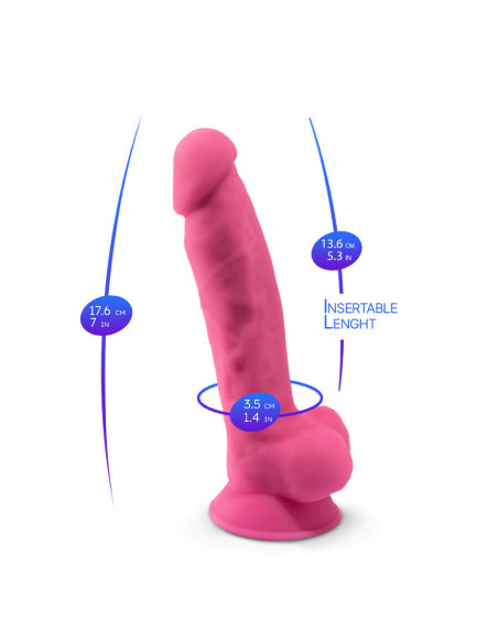 SILEXD - MODEL 1 REALISTIC PENIS PREMIUM SILICONE SILEXPAN FLUORESCENT PINK 17.5 CM