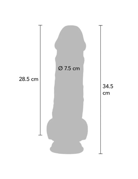 GET REAL - DELUXE REALISTINIS PENIS SU SĖKLIDĖMIS, YPAČ STORAS, 34,5 CM