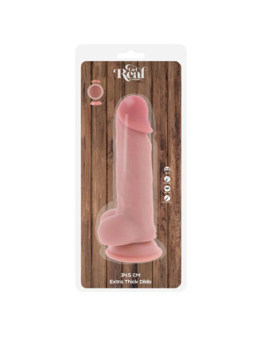 GET REAL - DELUXE REALISTINIS PENIS SU SĖKLIDĖMIS, YPAČ STORAS, 34,5 CM