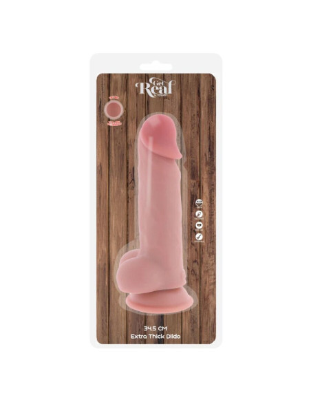 GET REAL - DELUXE REALISTIC PENIS WITH TESTICLES EXTRA THICK 34.5 CM