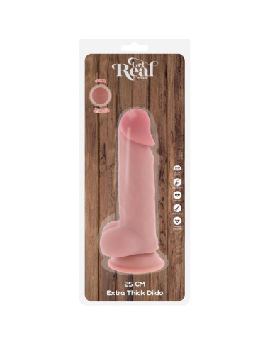 GET REAL - DELUXE REALISTIC PENIS WITH TESTICLES EXTRA THICK 25 CM
