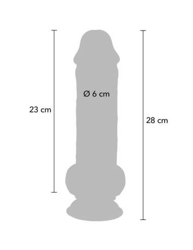 GET REAL - DELUXE REALISTINIS PENIS SU SĖKLIDĖMIS, YPAČ STORAS, 28 CM