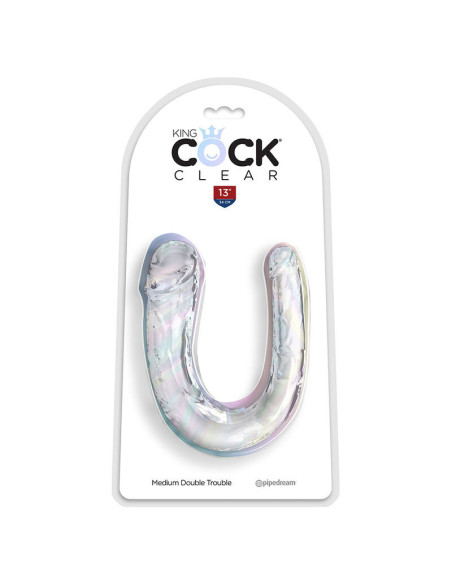 KING COCK - DOUBLE TROUBLE dvigubas dildo 33 CM skaidrus