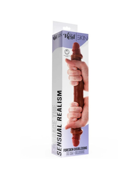 GET REAL - DVIGUBAS SILIKONINIS DILDO CARAMEL 35 CM
