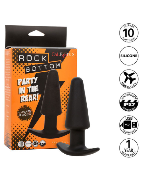 CALEXOTICS - ROCK BOTTOM TAPERED ANAL PLUG 10 VIBRACIONES SILICONE BLACK