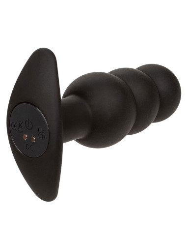 CALEXOTICS - ROCK BOTTOM BEADED ANAL PLUG 10 VIBRATIONS SILICONE BLACK