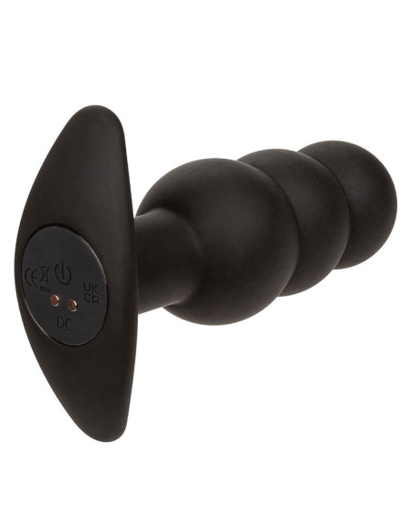 CALEXOTICS - ROCK BOTTOM BEADED ANAL PLUG 10 VIBRATIONS SILICONE BLACK