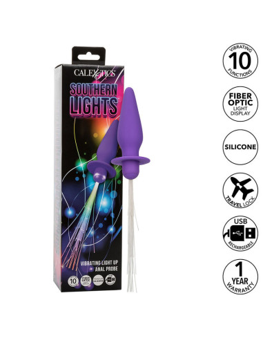 CALEXOTICS - SOUTHERN LIGHTS LIGHT UP ANAL PLUG 10 VIBRATIONS SILICONE PURPLE