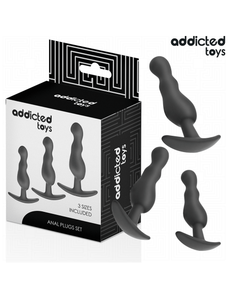 ADDICTED TOYS - 3 ANALINIŲ KAMŠČIŲ RINKINYS, SILIKONINIS, 1 MODELIS