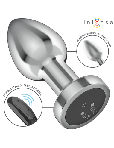 INTENSE - ANALINIS KAIŠTUKAS, 10 VIBRACIJOS METALINIS SU NUOTOLINIO VALDYMO PULTU, M