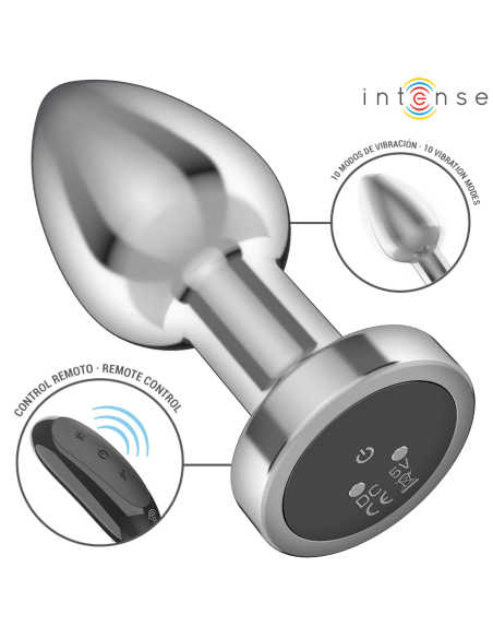 INTENSE - ANALINIS KAIŠTUKAS, 10 VIBRACIJOS METALINIS SU NUOTOLINIO VALDYMO PULTU, M
