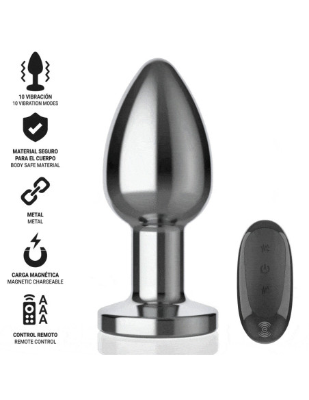 INTENSE - ANAL PLUG 10 VIBRATIONS METAL WITH REMOTE CONTROL L