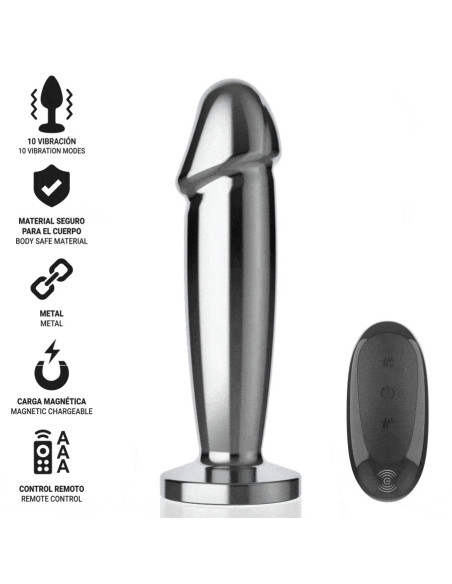 INTENSE - ANAL PLUG 10 VIBRATIONS METAL DILDO WITH REMOTE CONTROL S