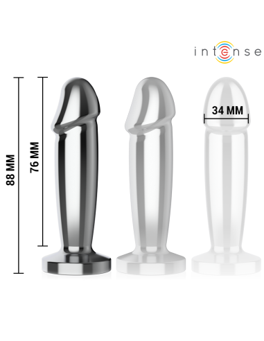 INTENSE - ANALINIS KAIŠTIS, 10 VIBRACIJOS TAŠKŲ, METALINIS DILDO SU NUOTOLINIO VALDYMO PULTELIU