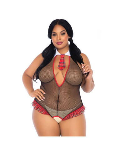 LEG AVENUE - SCHOOLGIRL CROTHLESS FITNESS TEDDY PLUS SIZE