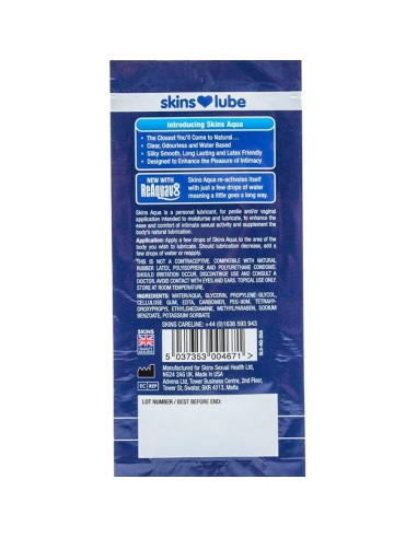 SKINS - AQUA WATER-BASED LUBRICANT SINGLE-DOSE 5 ML