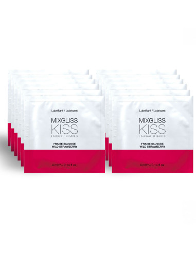MIXGLISS - WATER BASED LUBRICANT STRAWBERRY FLAVOR 12 SINGLE DOSE 4 ML