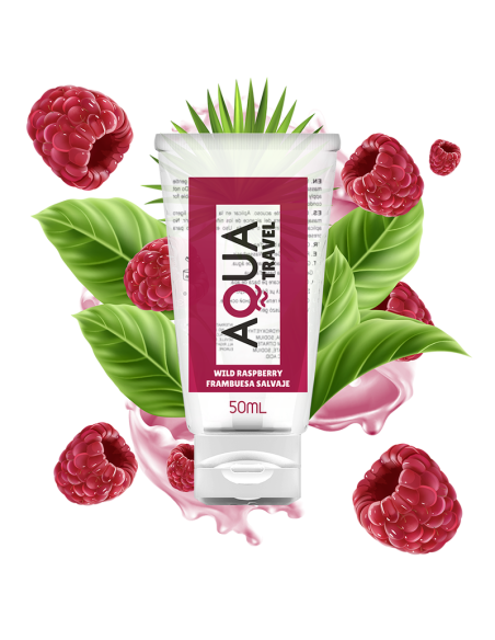 AQUA TRAVEL - WILD RASPBERRY FLAVOUR WATERBASED LUBRICANT - 50 ML
