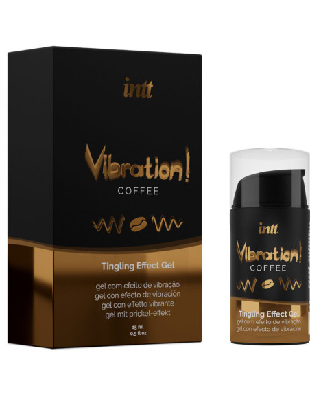 INTT - GALINGAS INTIMIŲ ERTMŲ STIMULIATORIUS, SKYSTAS VIBRATORIUS KAVOS GELIS, 15 ML