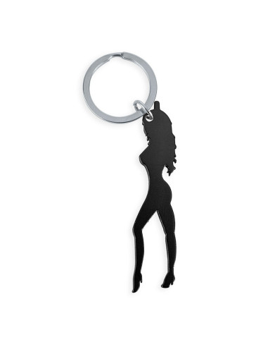 DIABLO PICANTE - KEYRING WITH FEMALE SILHOUETTE IN BLACK COLOR WITH BEER OPENER