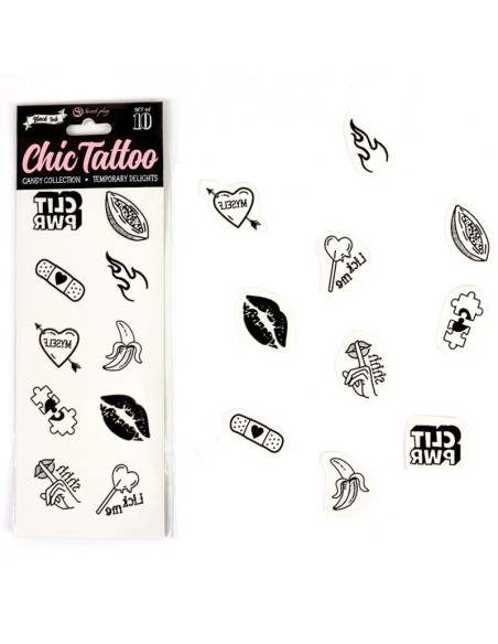 SECRET PLAY - SET OF 10 CANDY COLLECTION TEMPORARY TATTOOS