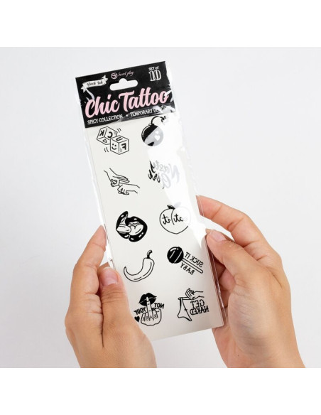 SECRET PLAY - SET OF 10 SPICY COLLECTION TEMPORARY TATTOOS