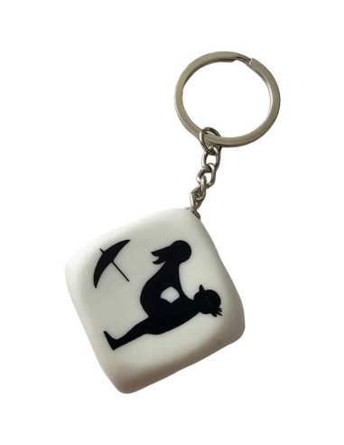 DIABLO PICANTE - WHITE DICE KEYCHAIN WITH POSES