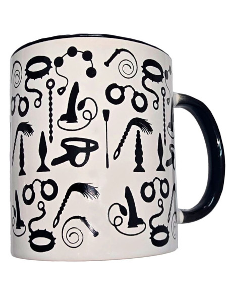 DIABLO PICANTE - WHITE BONDAGE MUG WITH BLACK HANDLE 370 ML